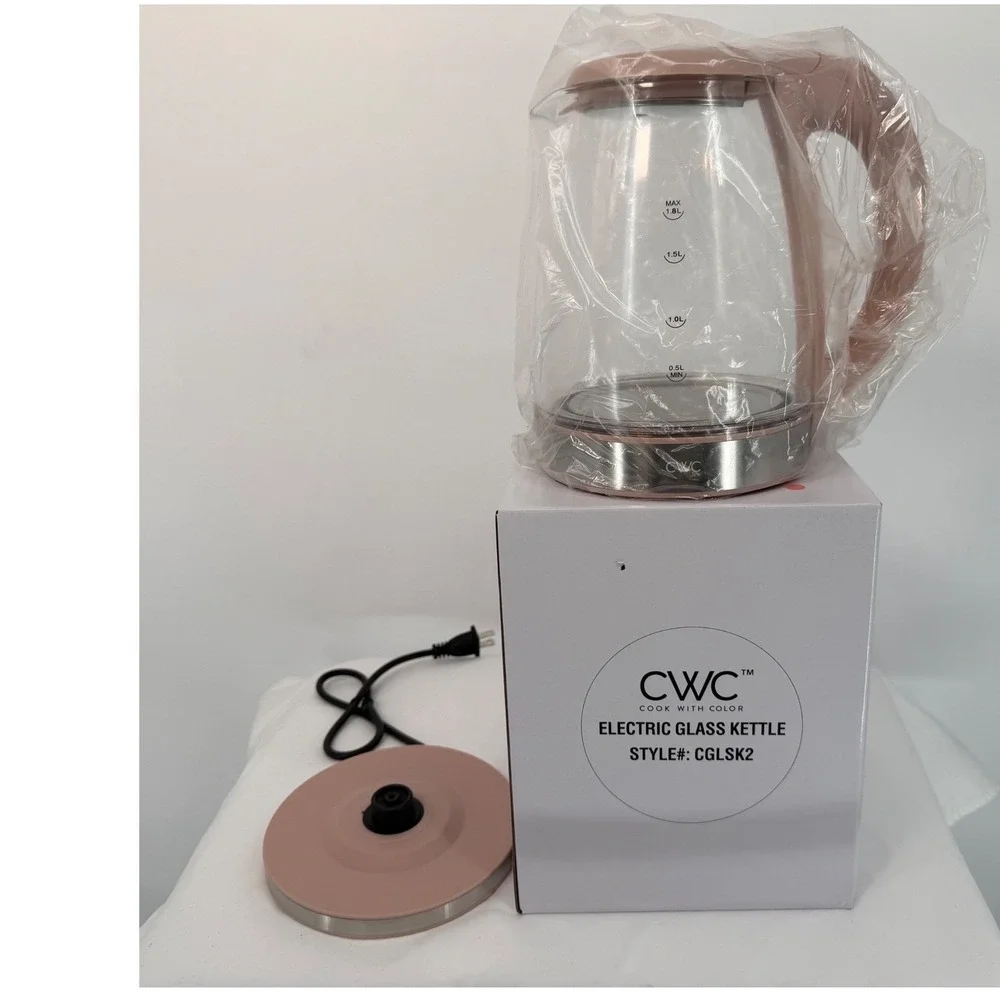 CWC Electric Glass Kettle 1.8L Pink Stainless Steel CGLSK2 1200W New Chic 104-47